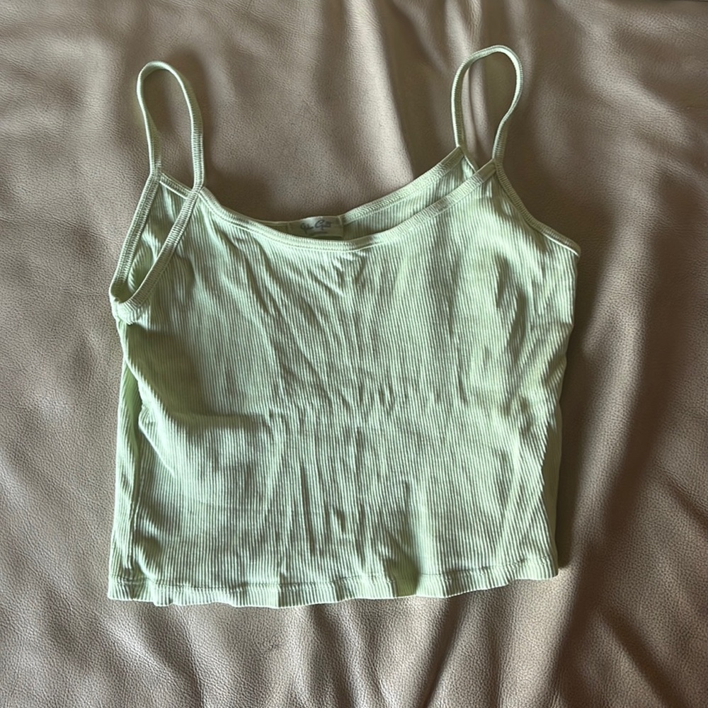 BRANDY MELVILLE/JOHN GALT LIGHT GREEN CROPPED TANK TOP